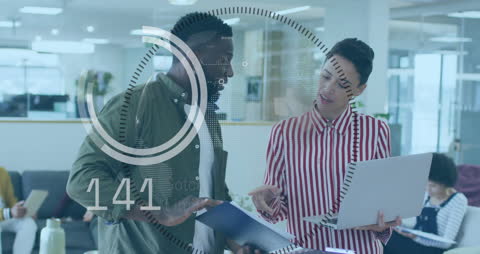 Innovative Business Team with Futuristic Data Interface