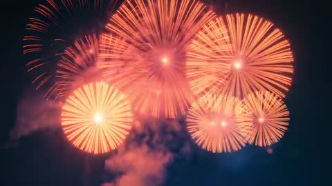 Vivid Fireworks Exploding Night Sky with Illuminated Bursts