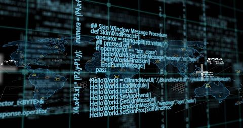 Global Connectivity Through Holographic Computer Code - Download Free Stock Images Pikwizard.com