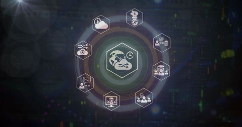 Global data processing concept with network icons