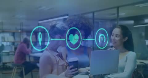 Women Collaborating with Digital Interface for Modern Solutions