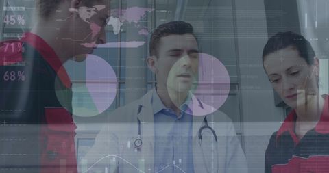 Doctor Communicating with Medical Staff Amidst Data Interface - Download Free Stock Images Pikwizard.com