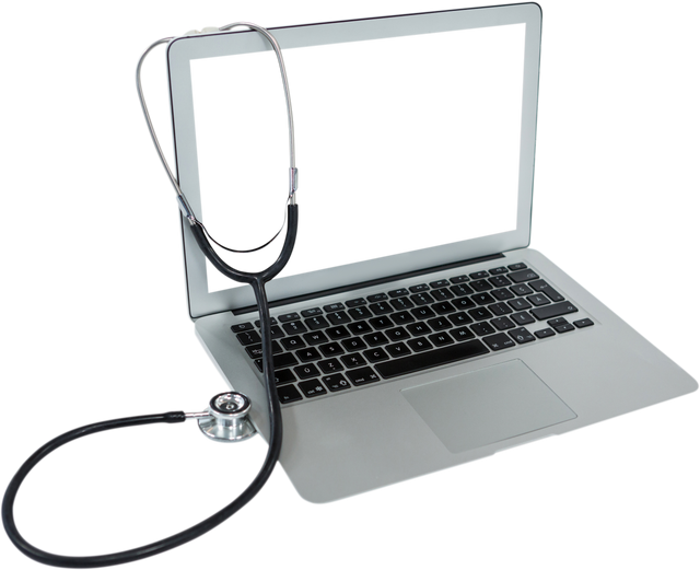 Transparent Image: Stethoscope on Laptop Screen Technology and Healthcare Concept - Download Free Stock Videos Pikwizard.com