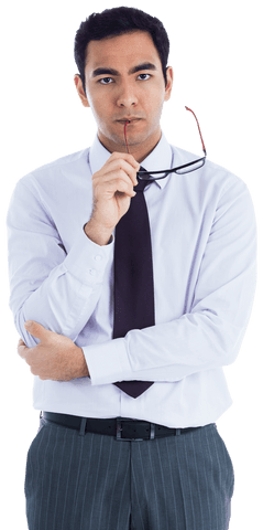 Transparent Image of Serious Biracial Businessman Posing with Glasses - Download Free Stock Videos Pikwizard.com