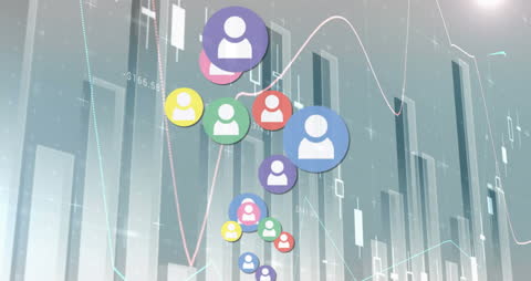 Social Media User Icons with Data Analytics Background