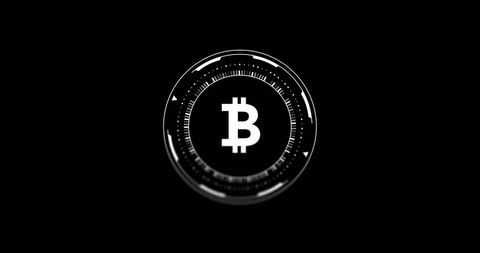 Bitcoin Symbol in Futuristic Scope Design on Black Background