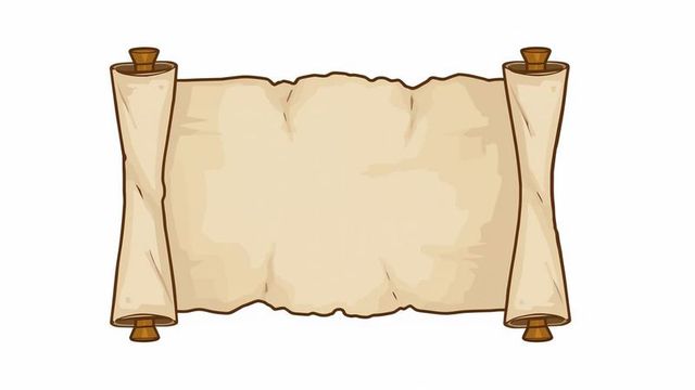 Antique vintage parchment scroll with wooden rods