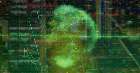 Futuristic holographic head projection in digital space