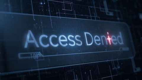 Displaying access denied on futuristic cybersecurity hud with glowing red node and circuits