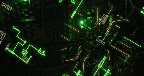 Digital Circuit Board with Green LED Lights on Server - Download Free Stock Images Pikwizard.com