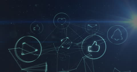 Digital Network with Social Media Icons in Space Theme