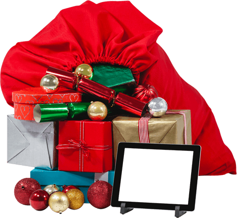 transparent holiday gifts and tablet arrangement - Download Free Stock Videos Pikwizard.com