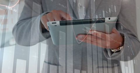 Caucasian Man Using Tablet for Data Analysis Services