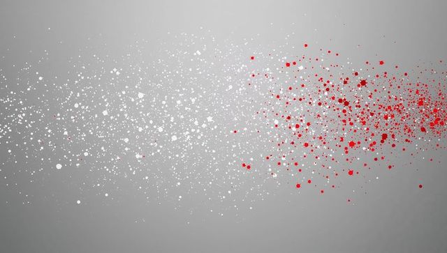 Flowing red and white paint splatter band on gray gradient canvas