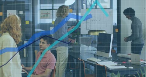 Diverse Business Team Analyzing Studio Data Visualization