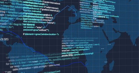 Global Data Processing Network with Digital Interface Overlay - Download Free Stock Images Pikwizard.com