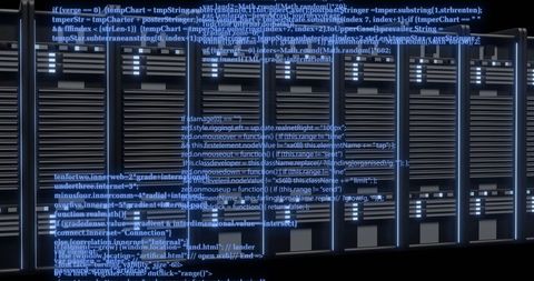 digital data processing on computer servers with code animation - Download Free Stock Images Pikwizard.com