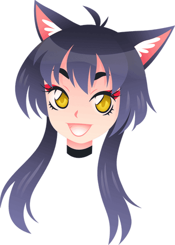 cute anime catgirl head with purple hair on transparent background - Download Free Stock Videos Pikwizard.com