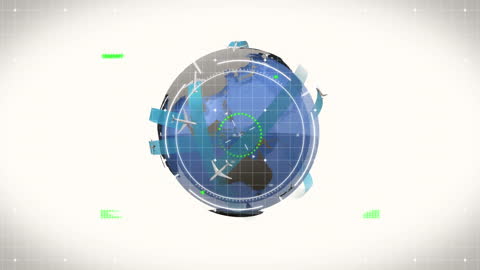 Rotating Digital Globe with Airplane Radar Technology