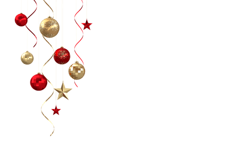 Transparent christmas decorations with hanging ornaments