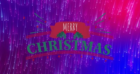 Festive Merry Christmas Message with Colorful Light Trails Background