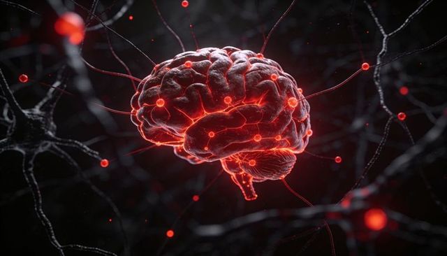 Neon neural network brain glowing with synaptic activity and digital data connections