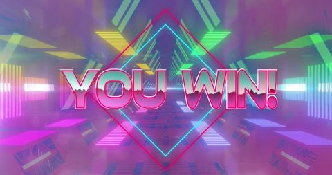 Retro Neon Win Screen with Futuristic Light Tunnel - Download Free Stock Images Pikwizard.com