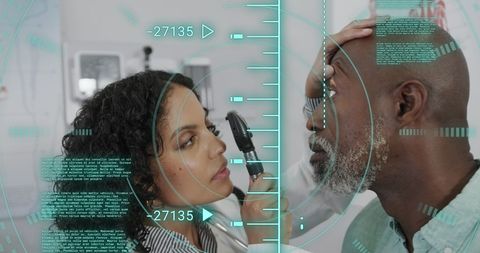 Vision Examination with Digital Interface in Modern Clinic