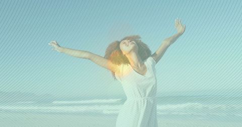 Free-spirited Young Woman Enjoying Sunny Beach