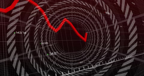 Dynamic Financial Analytics Graph With Red Descending Line