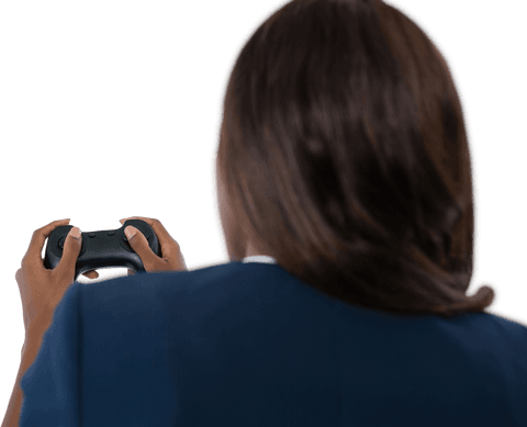 transparent back of businesswoman holding video game controller - Download Free Stock Videos Pikwizard.com