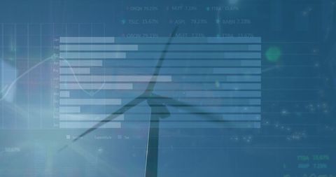 Digital Interface Overlay with Wind Turbine and Bar Graph - Download Free Stock Images Pikwizard.com
