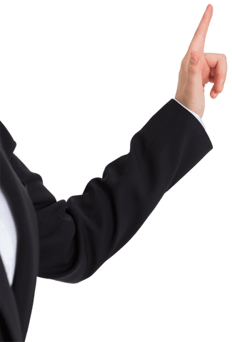Businesswoman hand pointing on transparent background
