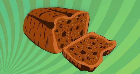 Whole wheat artisan loaf illustration with green background