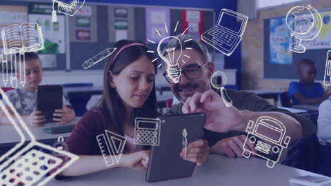 Teacher and Student Collaborate with Educational Technology