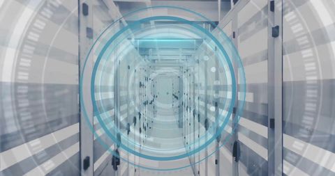 Futuristic Data Center with Digital Processing Overlay - Download Free Stock Images Pikwizard.com