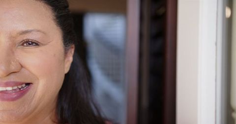 Close-up portrait of a smiling mature woman