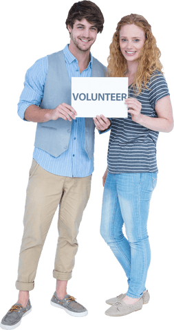 Transparent Volunteer Message with Smiling Couple for Community Projects