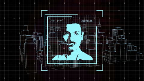 Futuristic Digital Interface with Floating Holographic Portrait