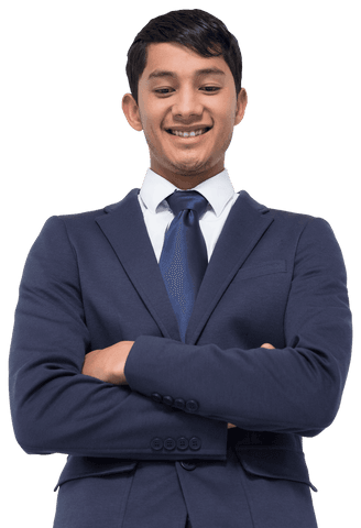 Confident Smiling Businessman with Crossed Arms Transparent Background