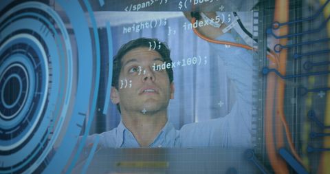 Man Working with Digital Technology in Data-Driven Environment - Download Free Stock Images Pikwizard.com