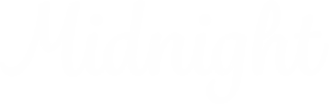 Midnight text in white script on transparent background