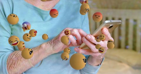 Senior Woman Engaging with Social Media via Smartphone