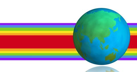 Spinning globe with lgbtq pride flag for global equality