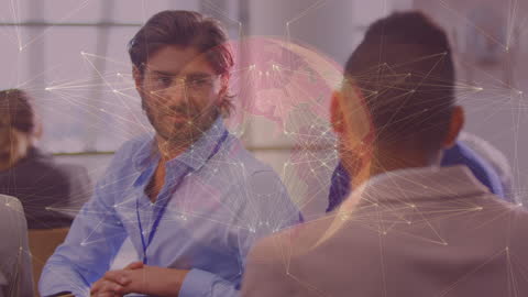 Global Business Networking in Modern Office Setting