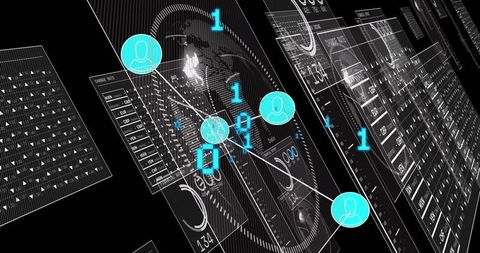Futuristic Technology Dashboard with World Map and Data Visualizations