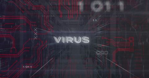 Digital Virus Warning Overlaid with Binary Code and Circuitry Design - Download Free Stock Images Pikwizard.com