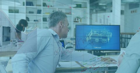 Architects Analyzing Data with Digital Overlay in Modern Office - Download Free Stock Images Pikwizard.com