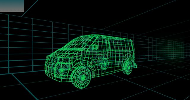 3D Wireframe Digital Van Model on Black Background - Download Free Stock Images Pikwizard.com