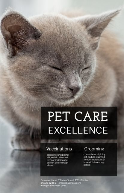 Ideal for pet care facilities, veterinary clinics, and grooming services, emphasizing peaceful and trustworthy service. Can be used in flyers, posters, or social media posts aimed at pet owners seeking quality care for their pets, highlighting vaccination and grooming benefits.